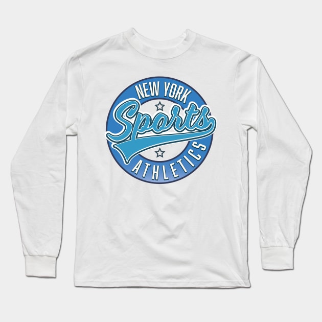 new york sports blue athletic logo Long Sleeve T-Shirt by nickemporium1